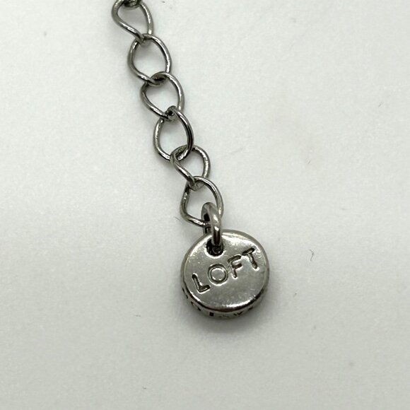 Ann Taylor Loft Bibbed Necklace Statement Glass, Faux Pearl & Beads Silver-tone - Picture 9 of 10